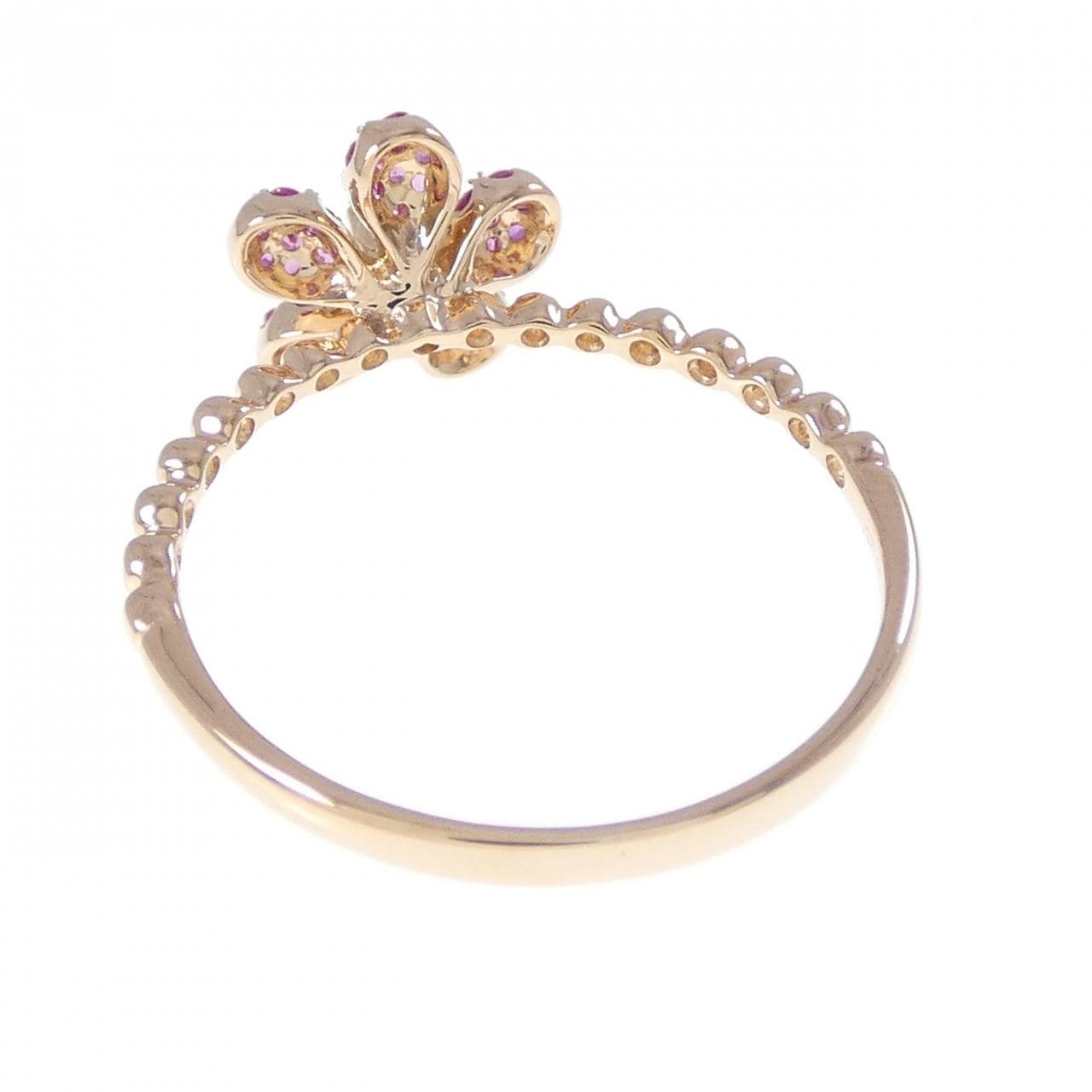 K18PG フラワー サファイヤ リング 0.25CT