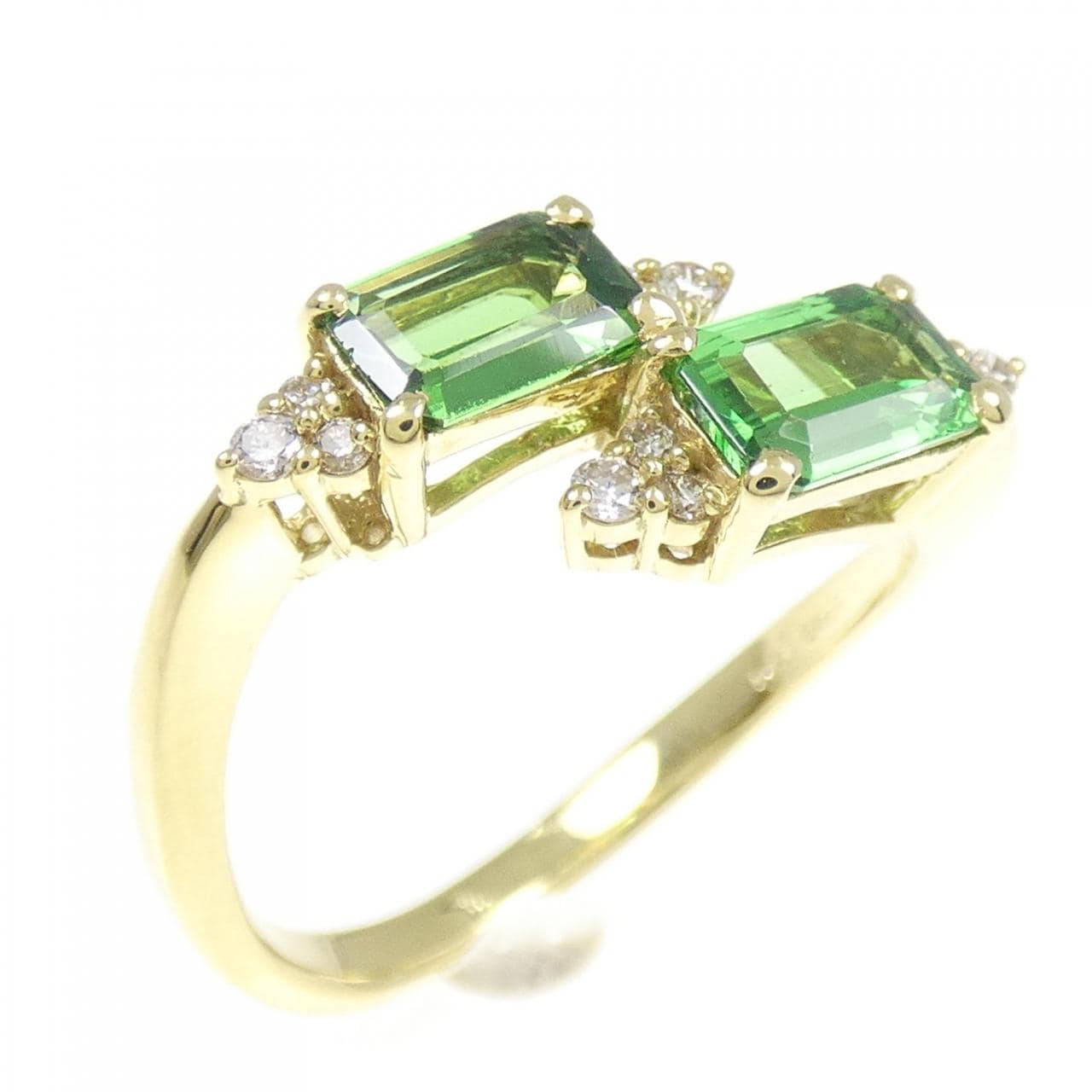 【新品】K18YG グリーンガーネット リング 1.00CT