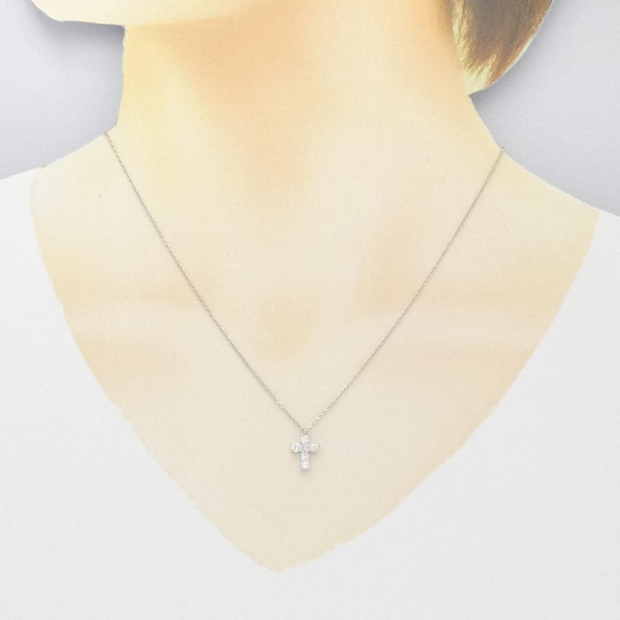 ヴァンドーム クロス ダイヤモンド ネックレス 0.30CT
