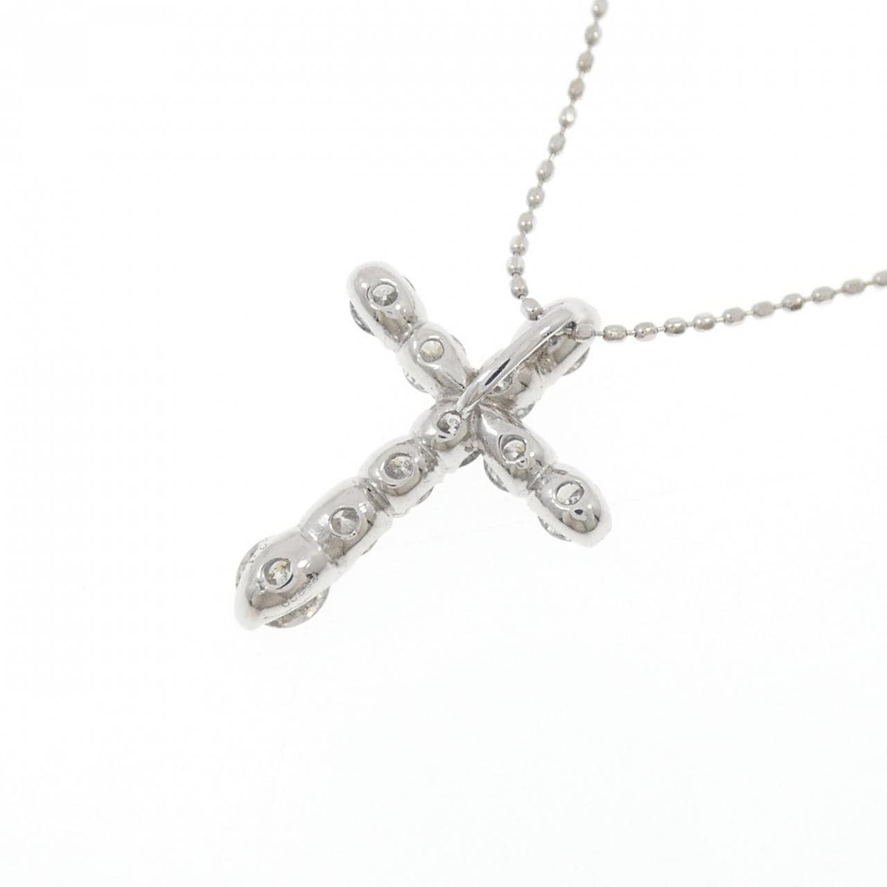 PT900/K18WG クロス ダイヤモンド ネックレス 1.0CT