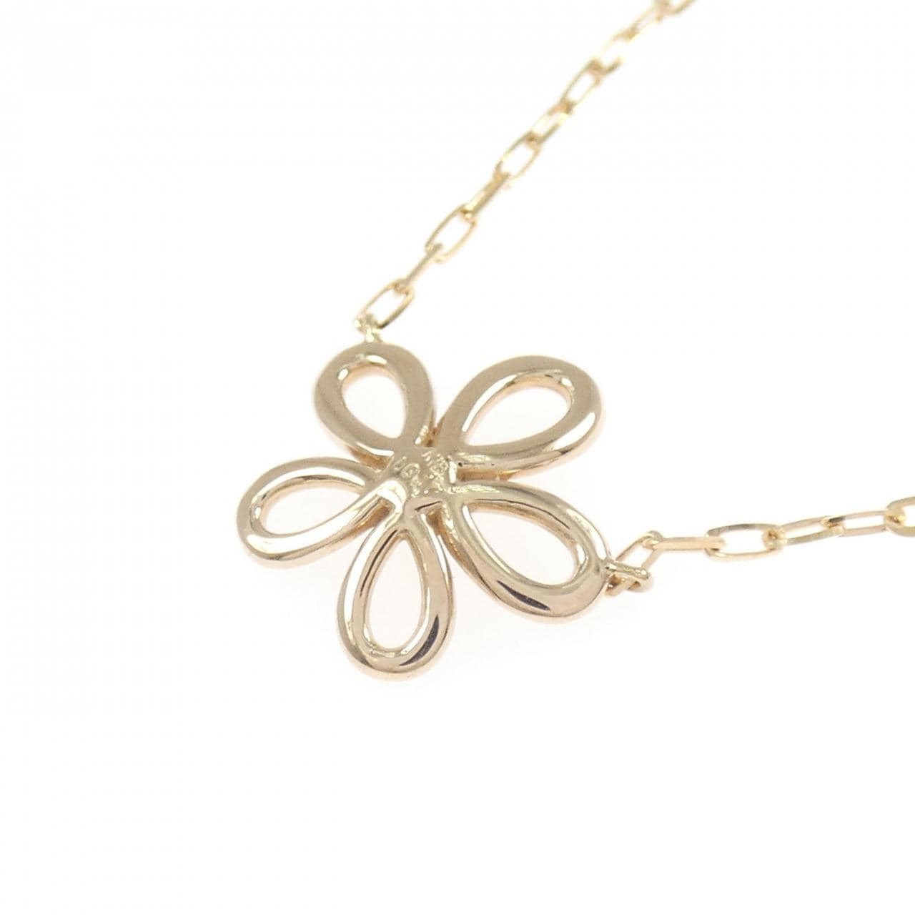 K18PG フラワー ダイヤモンド ネックレス 0.17CT