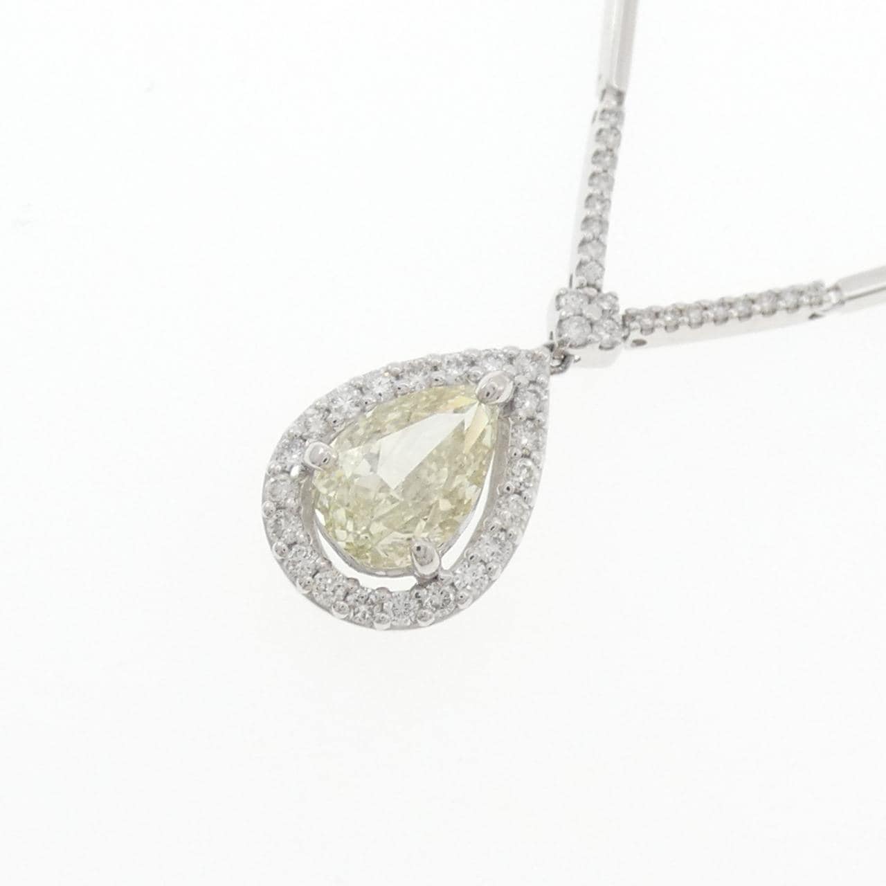 PT900/K14WG ダイヤモンド ネックレス 1.613CT LGGY SI1 ペアシェイプ