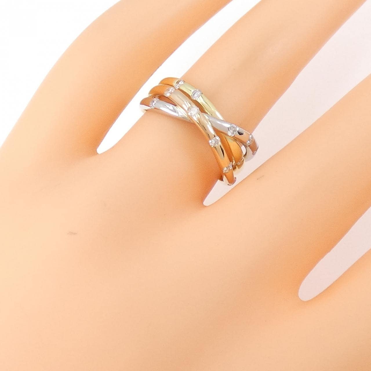 K18YG/PT900/K18PG ダイヤモンド リング 0.30CT