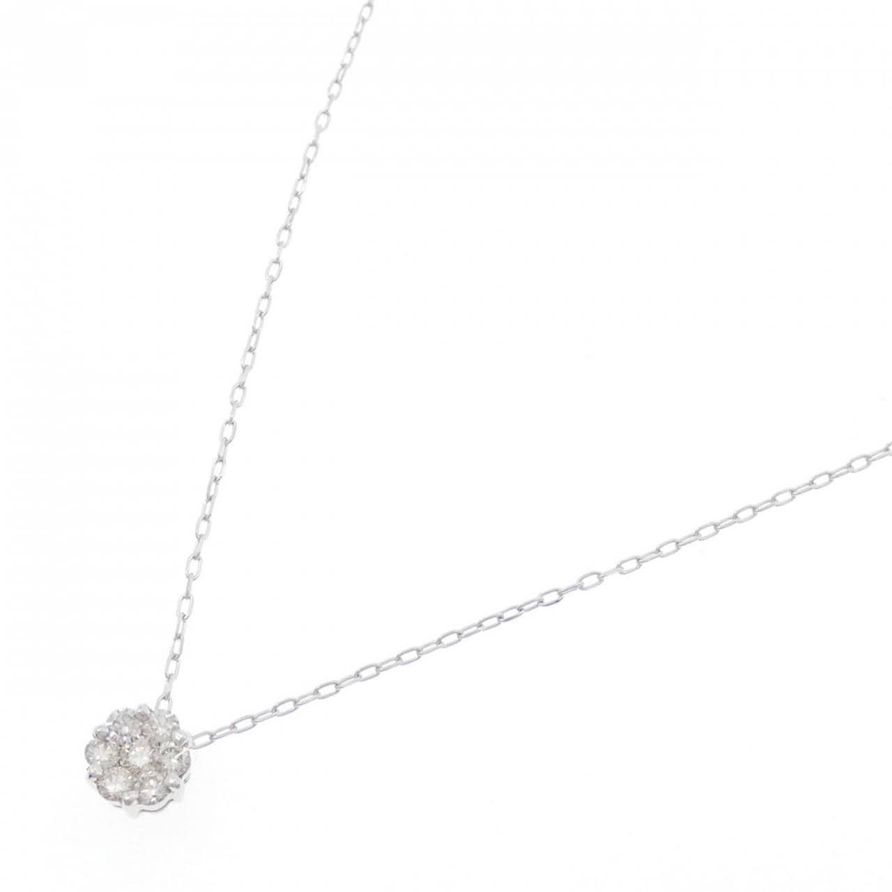 K18WG フラワー ダイヤモンド ネックレス 0.30CT