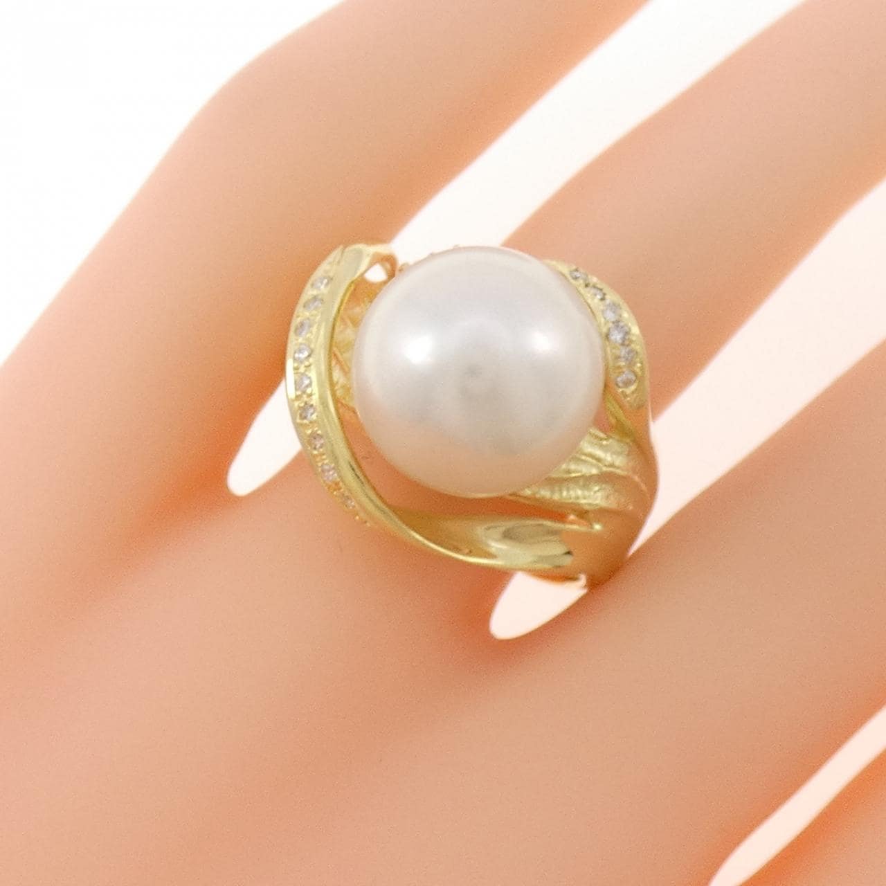 K18YG 白蝶パール リング 12.5mm