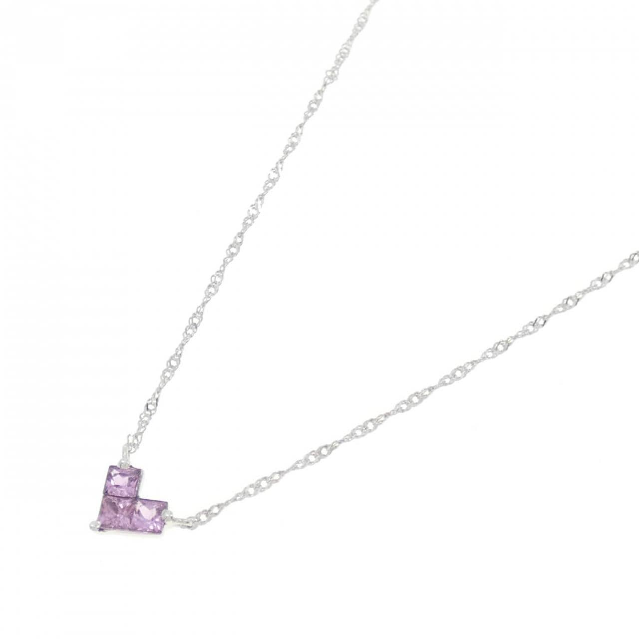 K18WG ハート サファイヤ ネックレス 0.30CT
