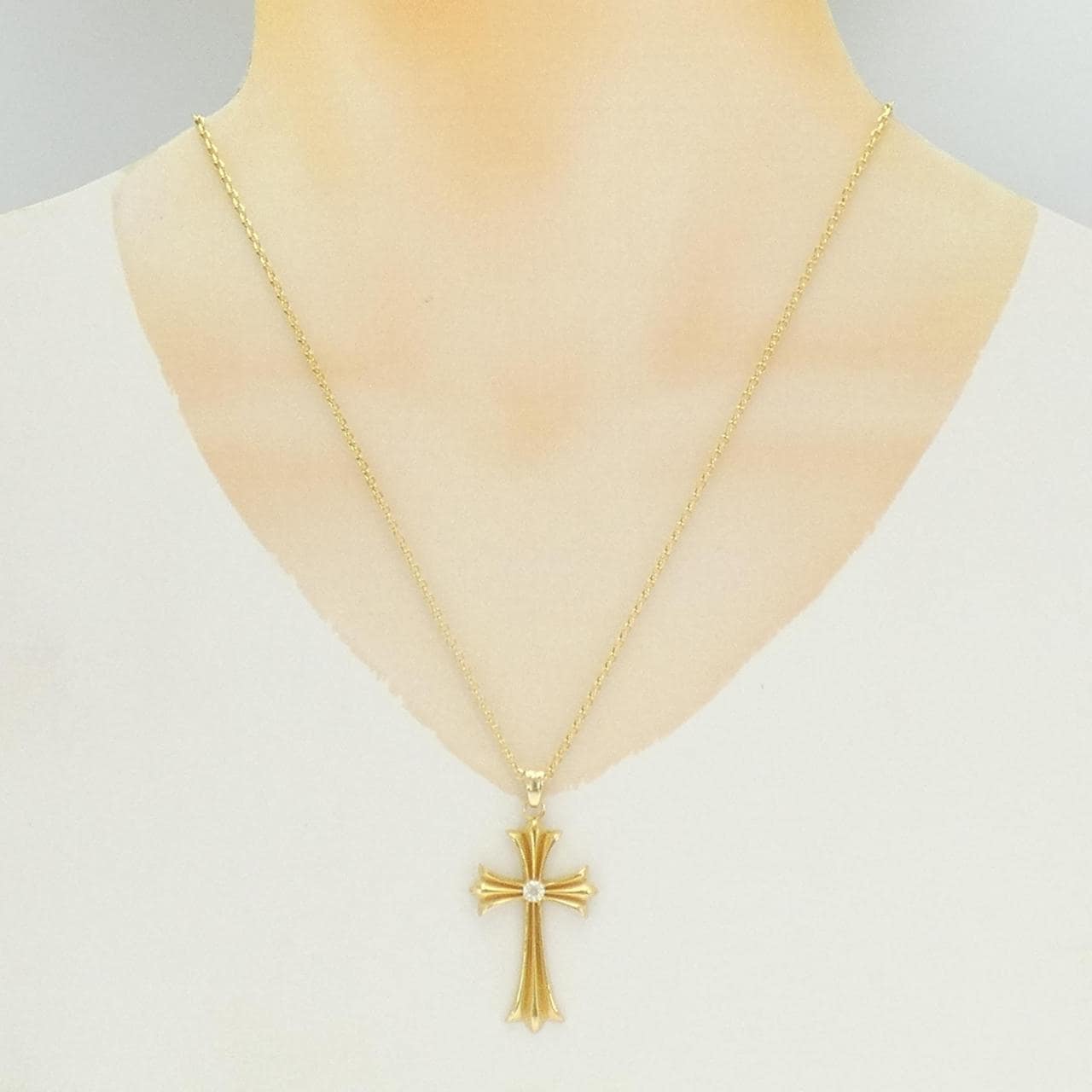 K18YG クロス ダイヤモンド ネックレス 0.215CT
