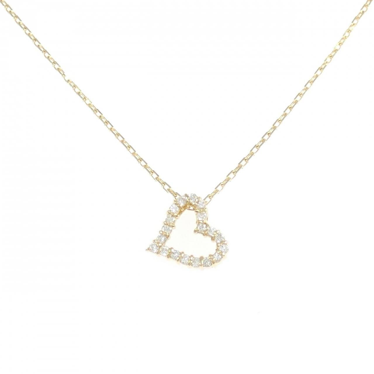 K18YG 心形鑽石項鍊