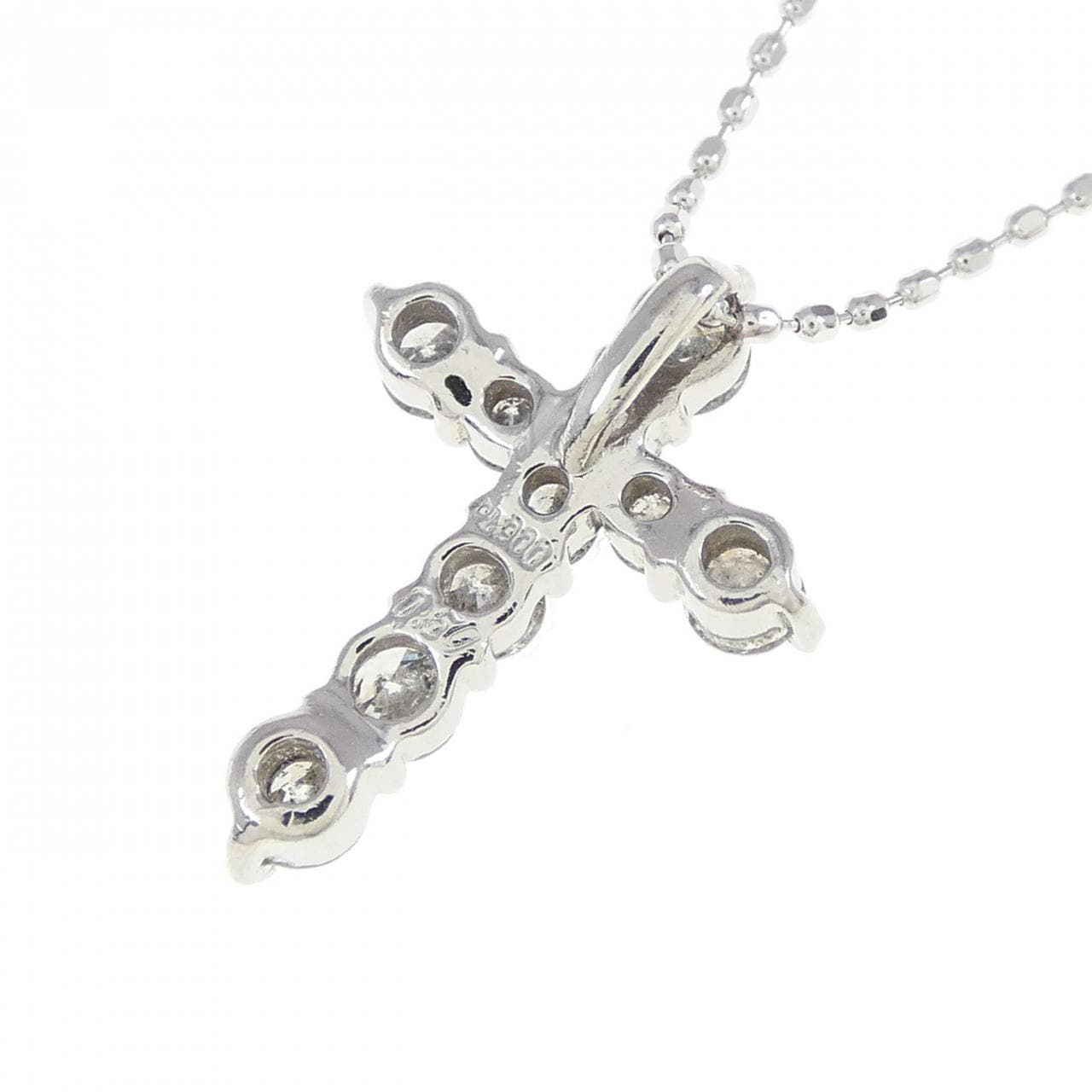 PT/K18WG クロス ダイヤモンド ネックレス 0.50CT