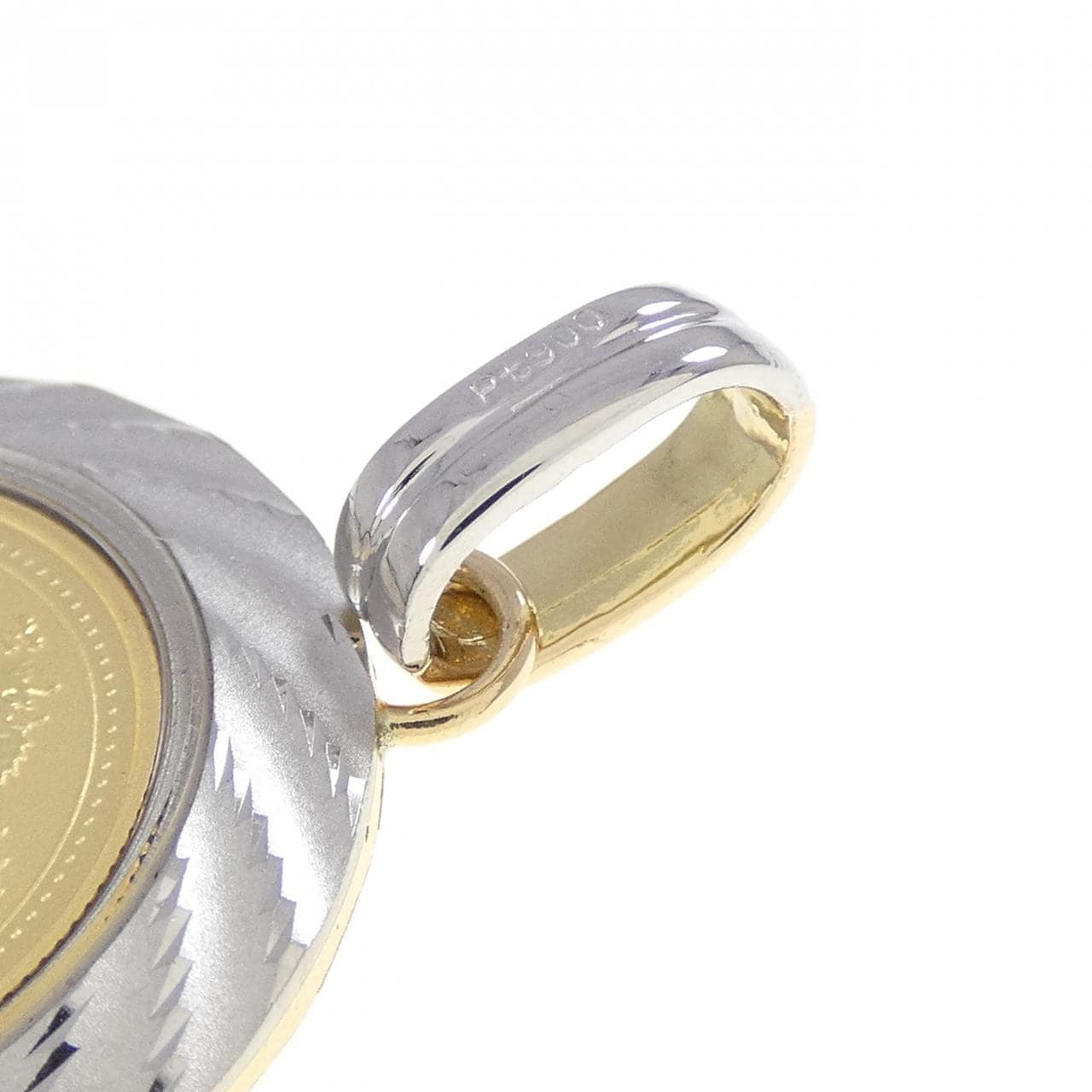 K18YG/PT900(枠) コイン ペンダント