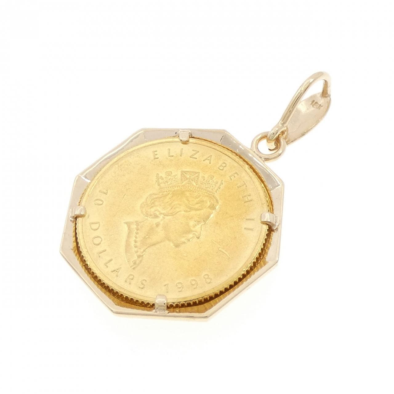 K18YG frame coin pendant
