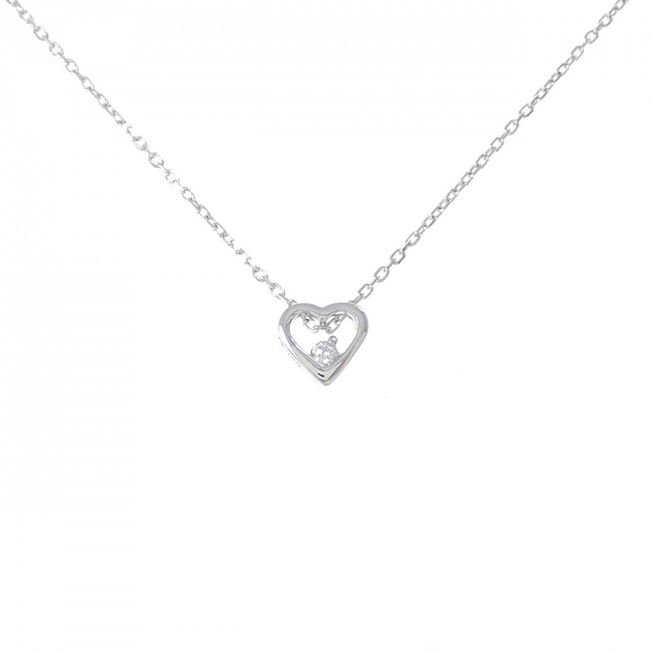 K18WG ハート ダイヤモンド ネックレス