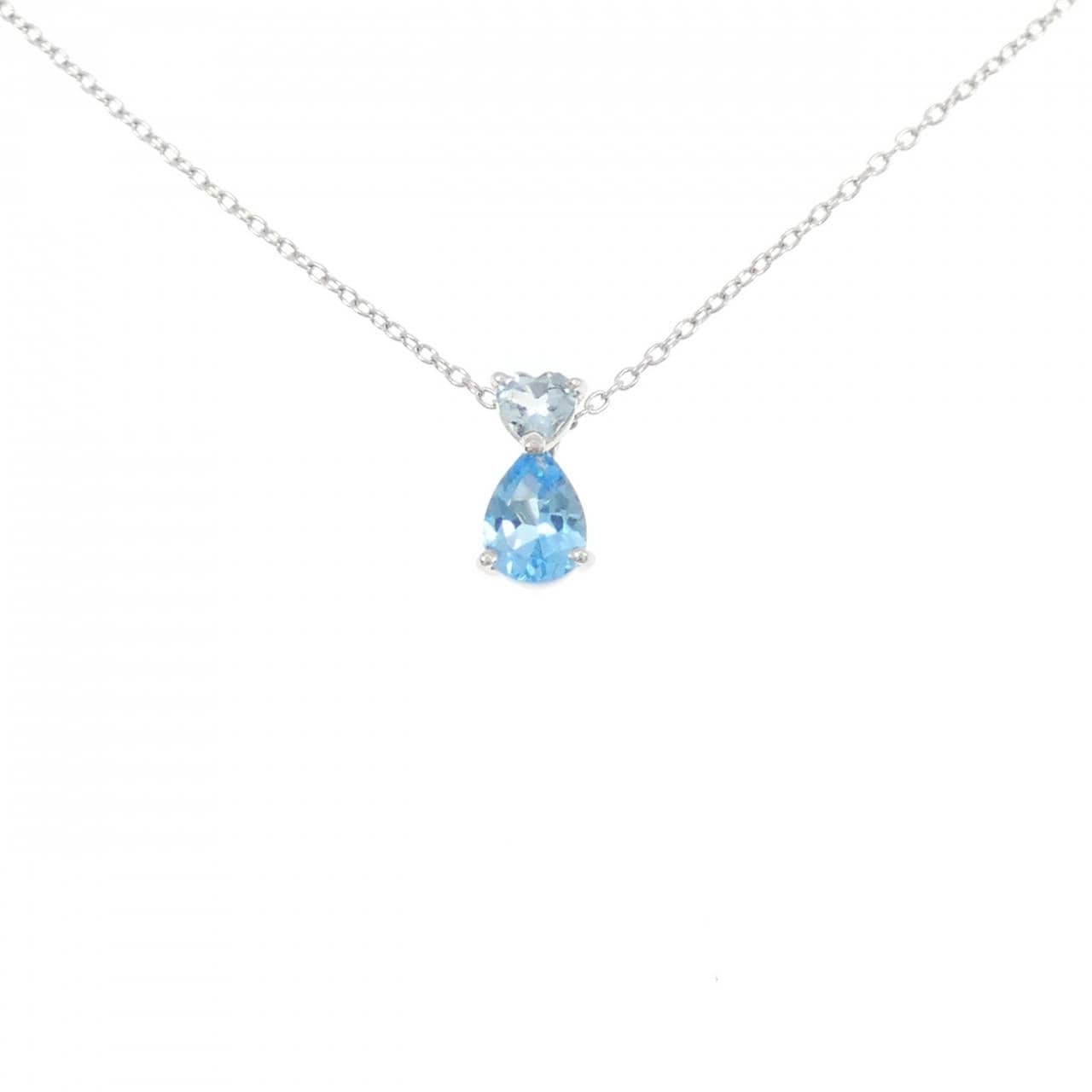 PT900/PT850 ハート ブルートパーズ ネックレス