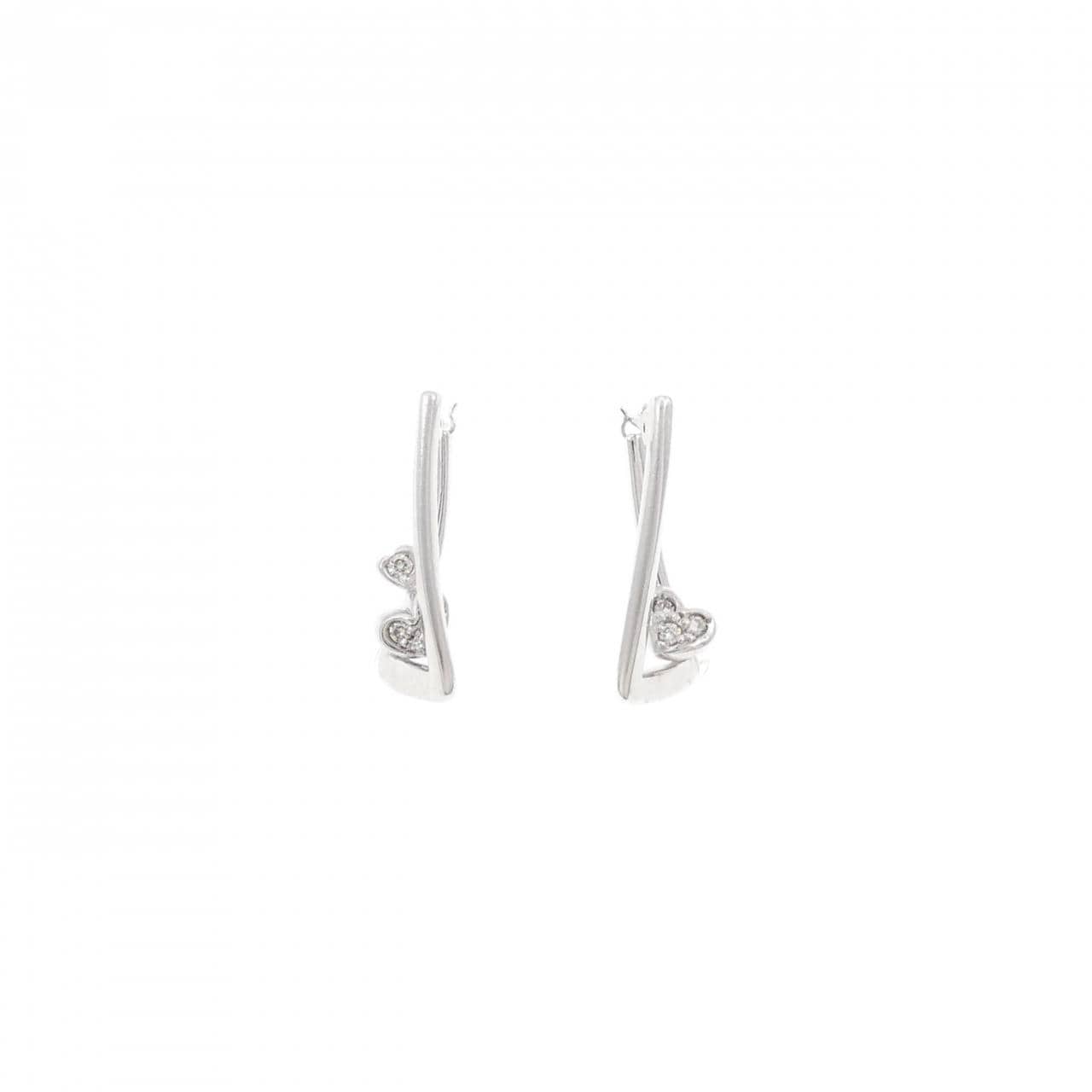 K18WG/PT ハート ダイヤモンド ピアス 0.07CT