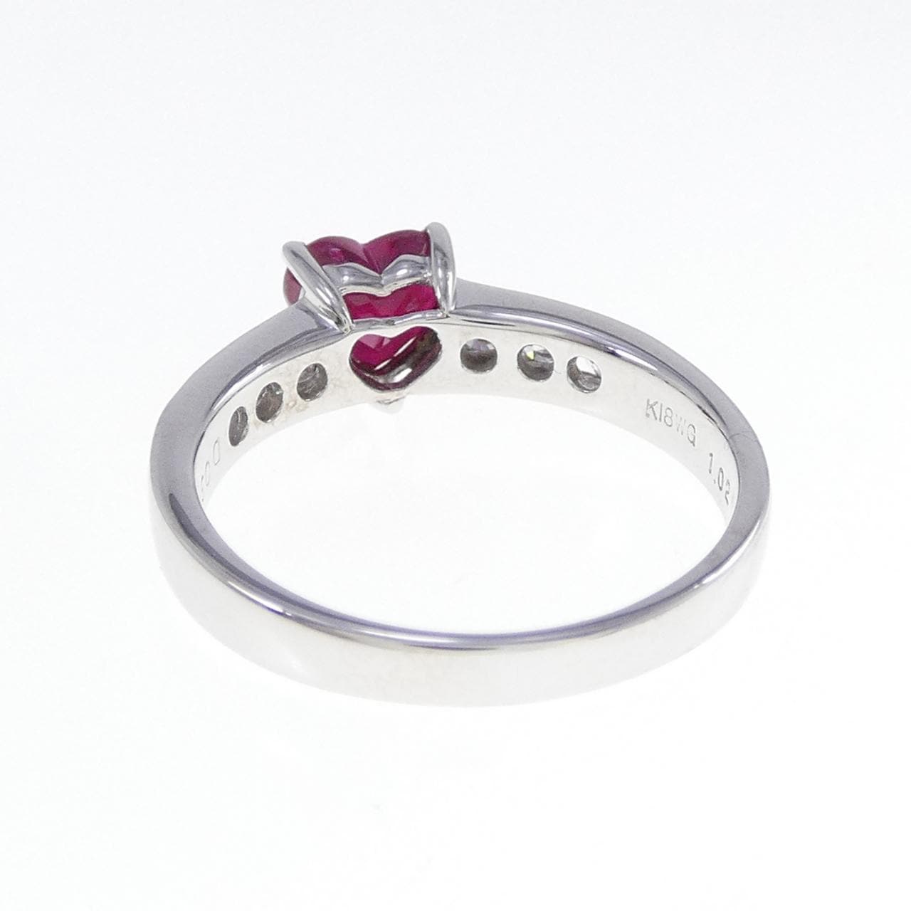 K18WG ハート ルビー リング 1.02CT