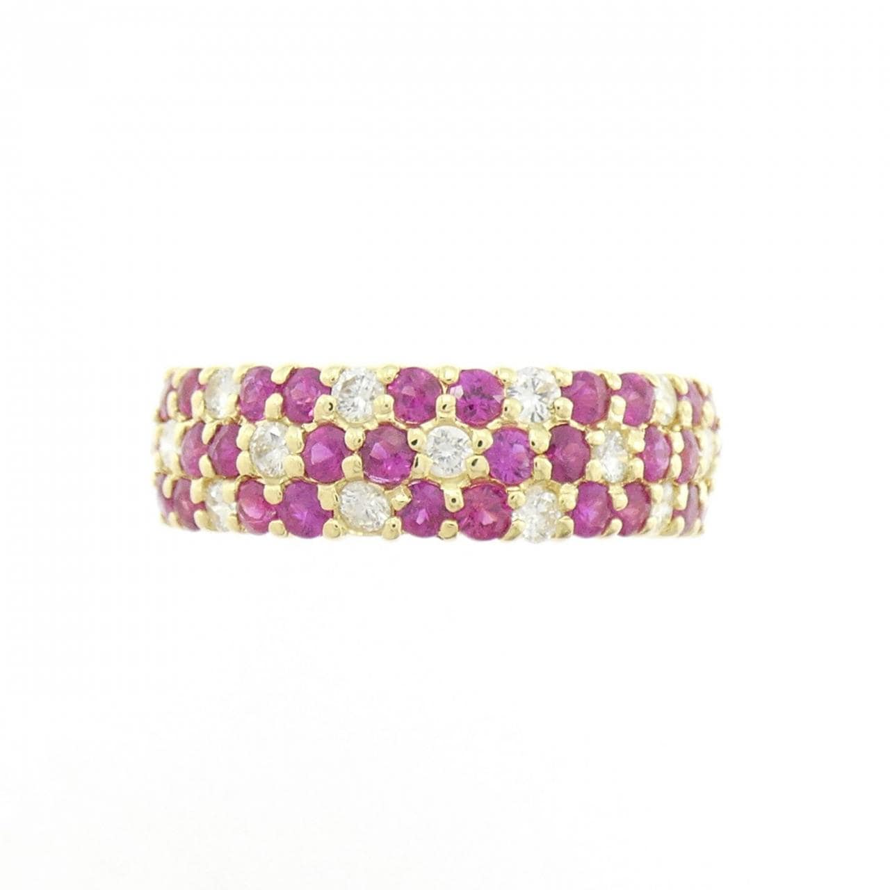 K18YG フラワー ルビー リング