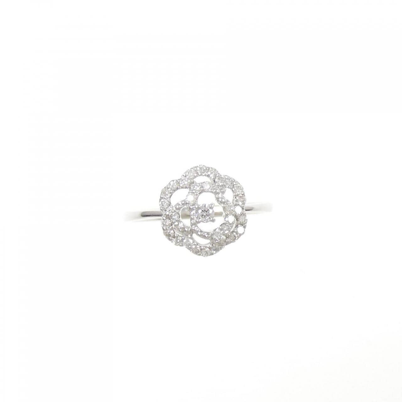 K18WG フラワー ダイヤモンド リング 0.03CT