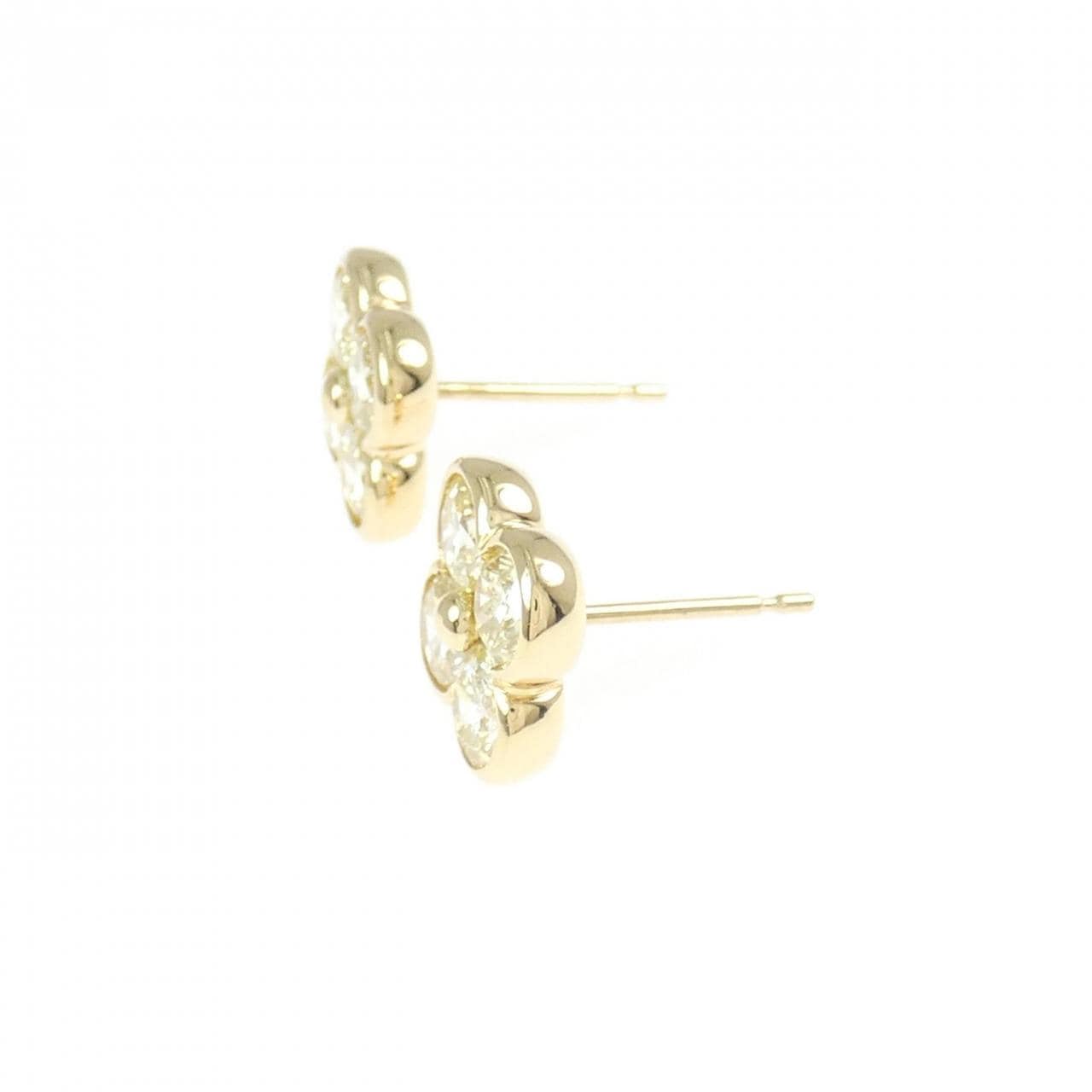 K18YG フラワー ダイヤモンド ピアス 2.00CT