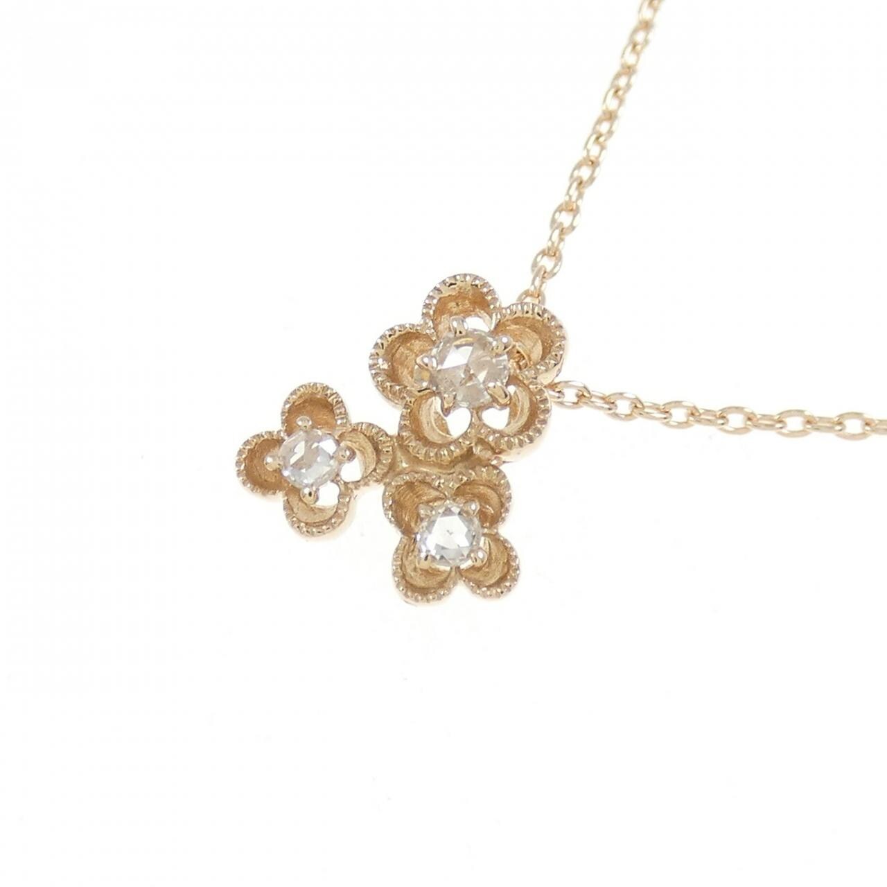 K18PG Flower Diamond Necklace 0.05CT