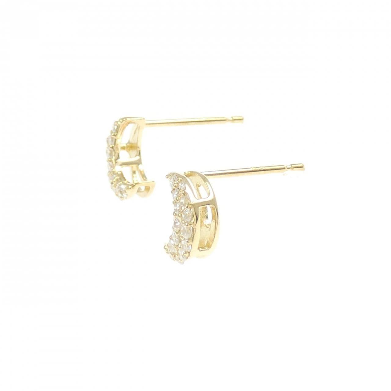【リメイク】K18YG ムーン ダイヤモンド ピアス 0.20CT