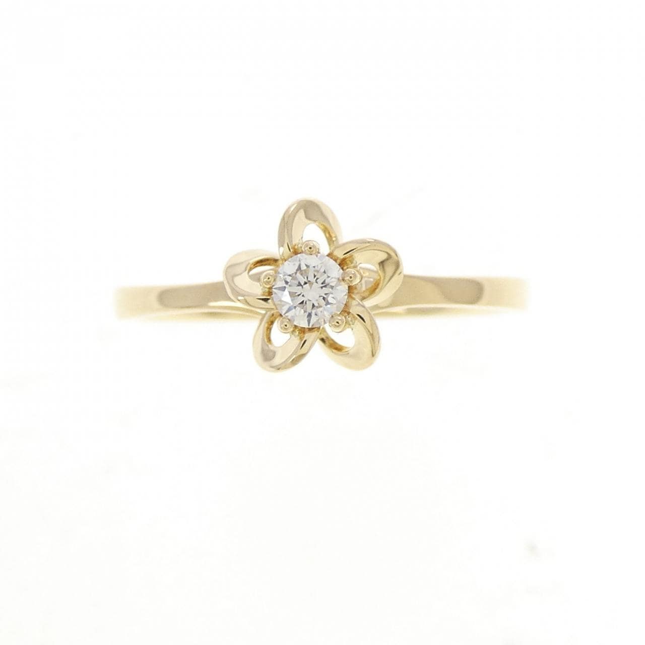 K18YG フラワー ダイヤモンド リング 0.093CT