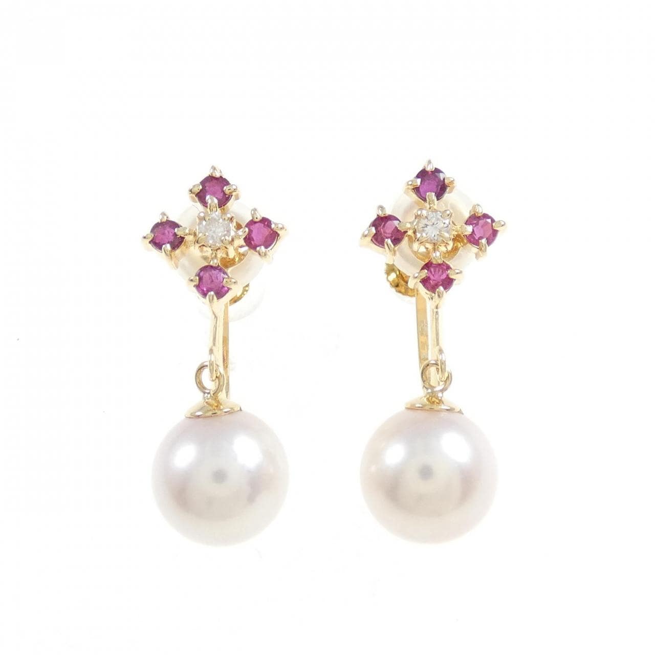 K18YG color stone earrings