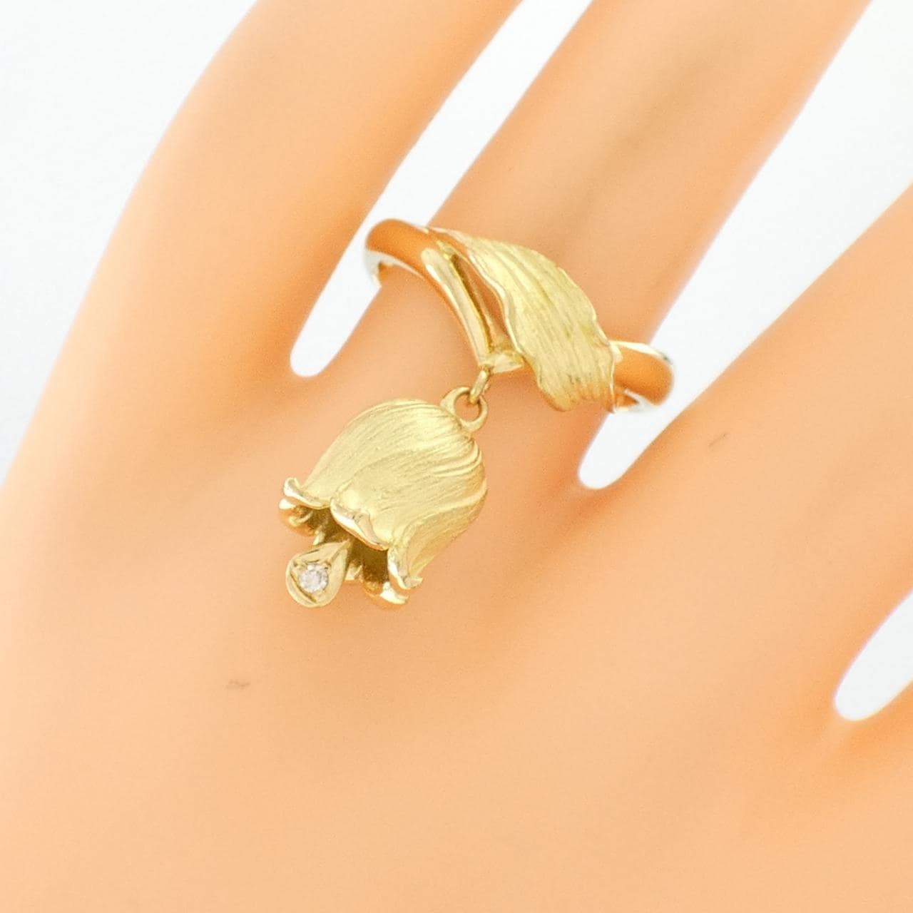 K18YG花朵鑽石戒指0.02CT