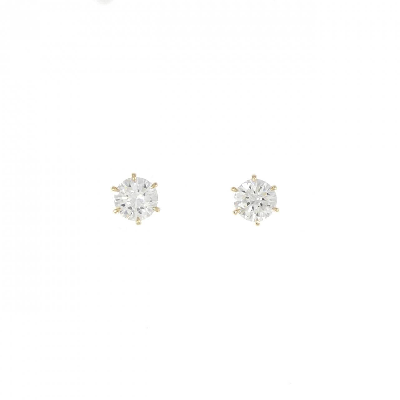 【リメイク】K18YG/ST ダイヤモンド ピアス 0.409CT 0.429CT F SI1 VG-GOOD