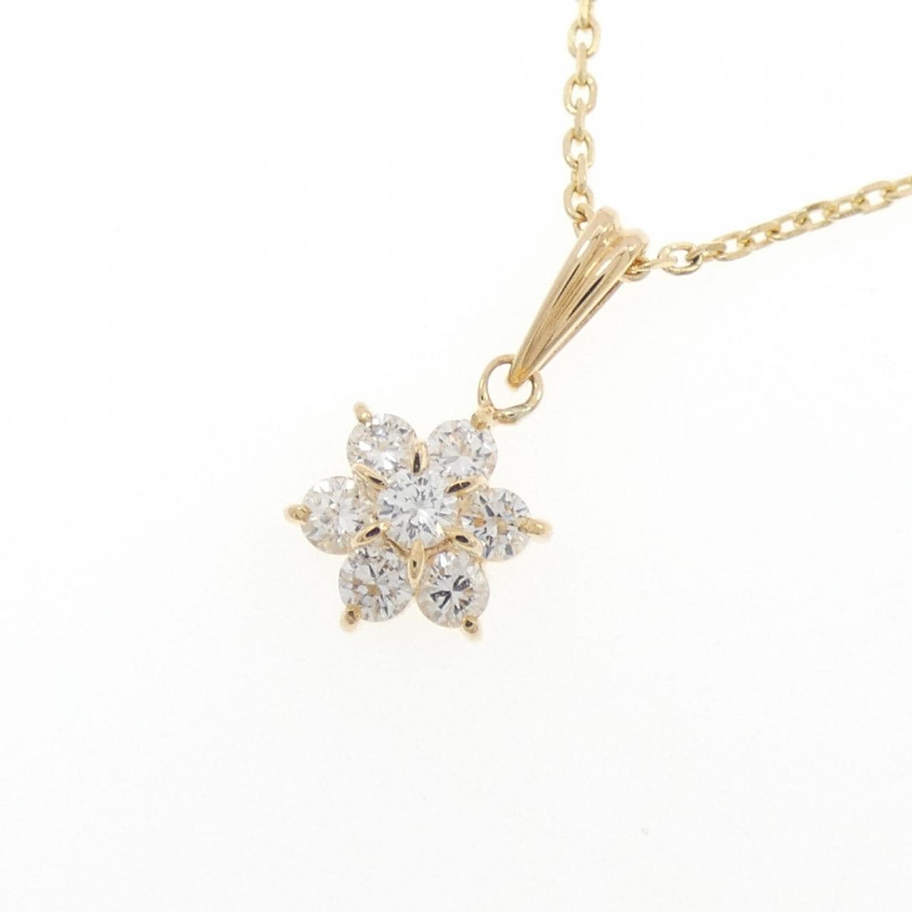 K18YG フラワー ダイヤモンド ネックレス 0.46CT