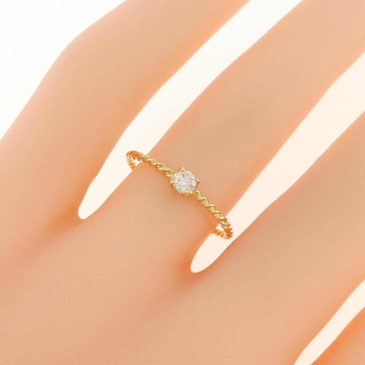 【新品】K18YG ソリティア ダイヤモンド リング 0.093CT