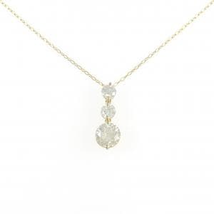 K18YG スリーストーン ダイヤモンド ネックレス 2.04CT