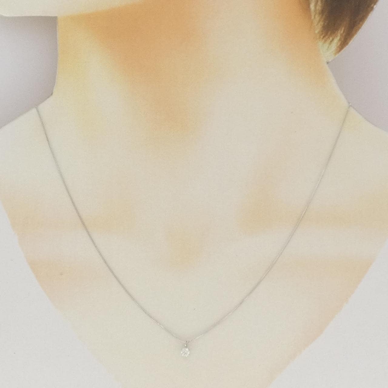 PT900/PT850 ソリティア ダイヤモンド ネックレス 0.118CT