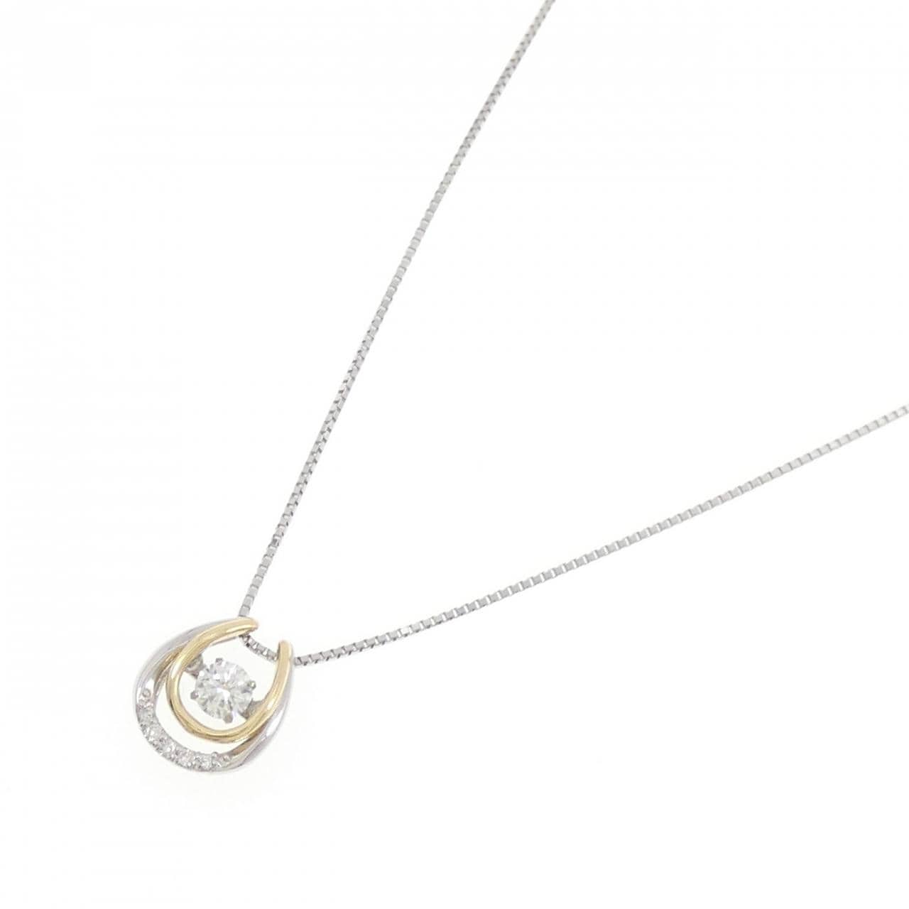 PT900/K18YG/PT850 ダイヤモンド ネックレス 0.181CT