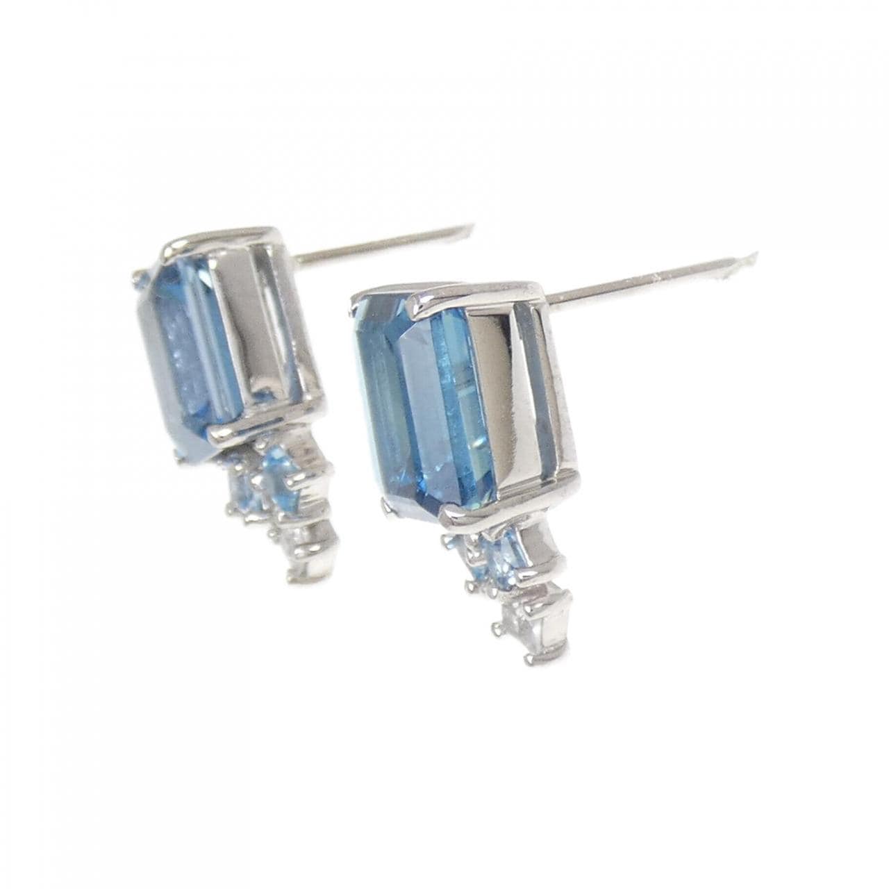 K18WG ブルートパーズ ピアス 3.00CT
