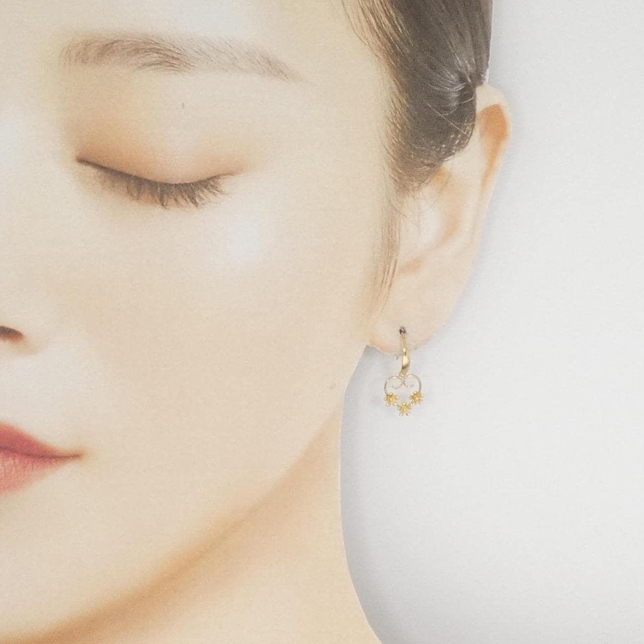 K18YG ハート×フラワー ピアス