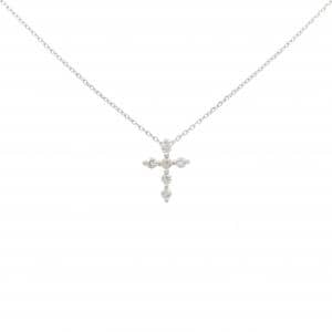 K10WG クロス ダイヤモンド ネックレス 0.12CT