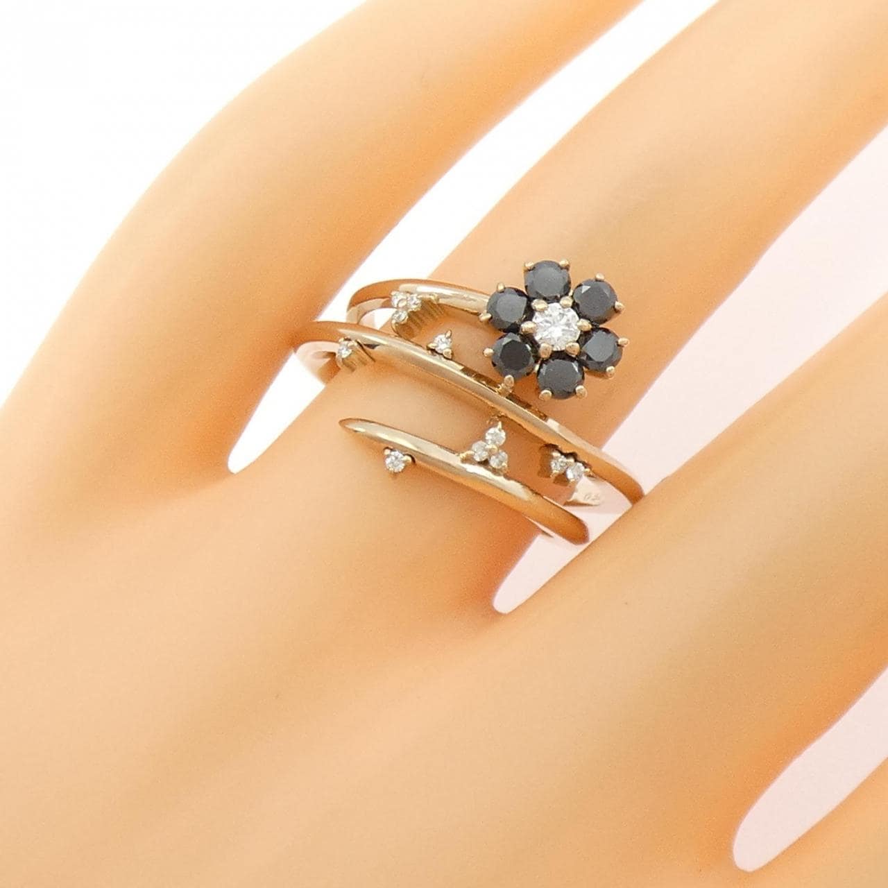 K18PG フラワー ダイヤモンド リング 0.52CT