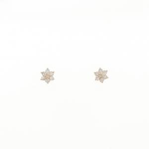 K18PG フラワー ダイヤモンド ピアス 0.12CT
