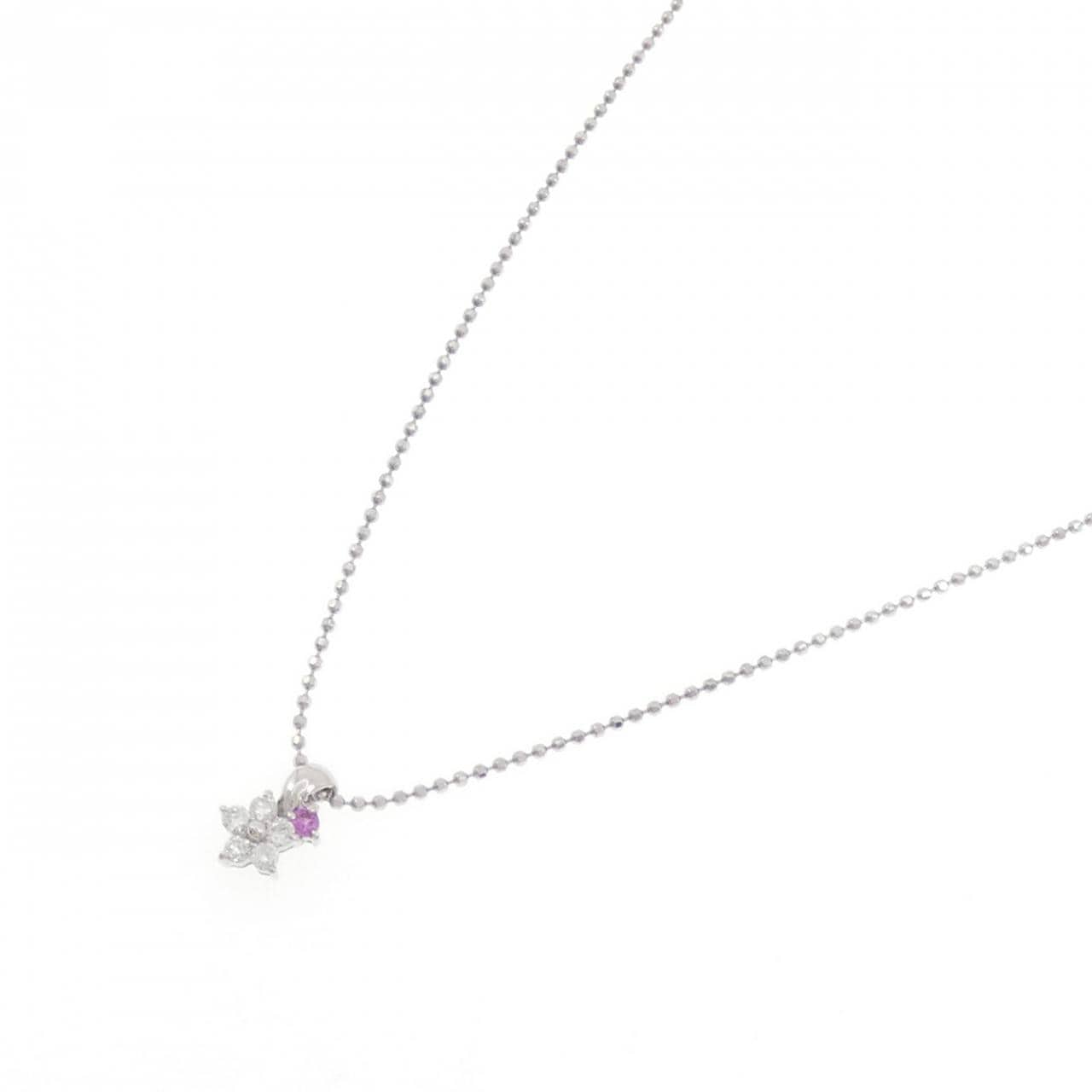 PT900/PT850 フラワー サファイヤ ネックレス