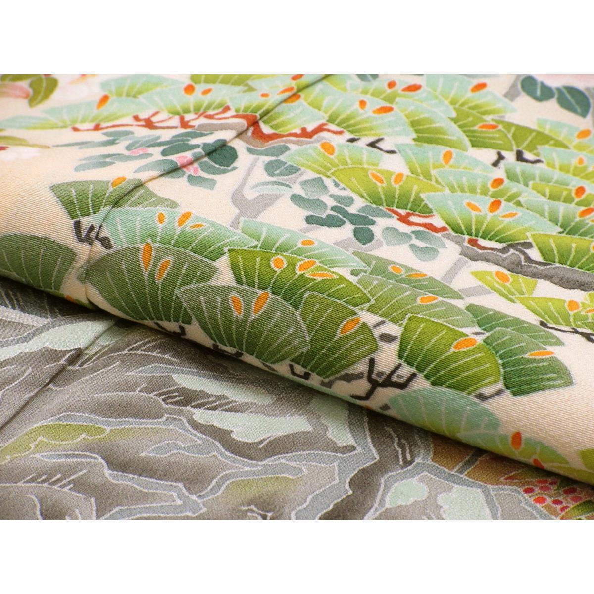 単衣　色留袖【本加賀友禅】大久保謙一　隅切角に左三ツ巴