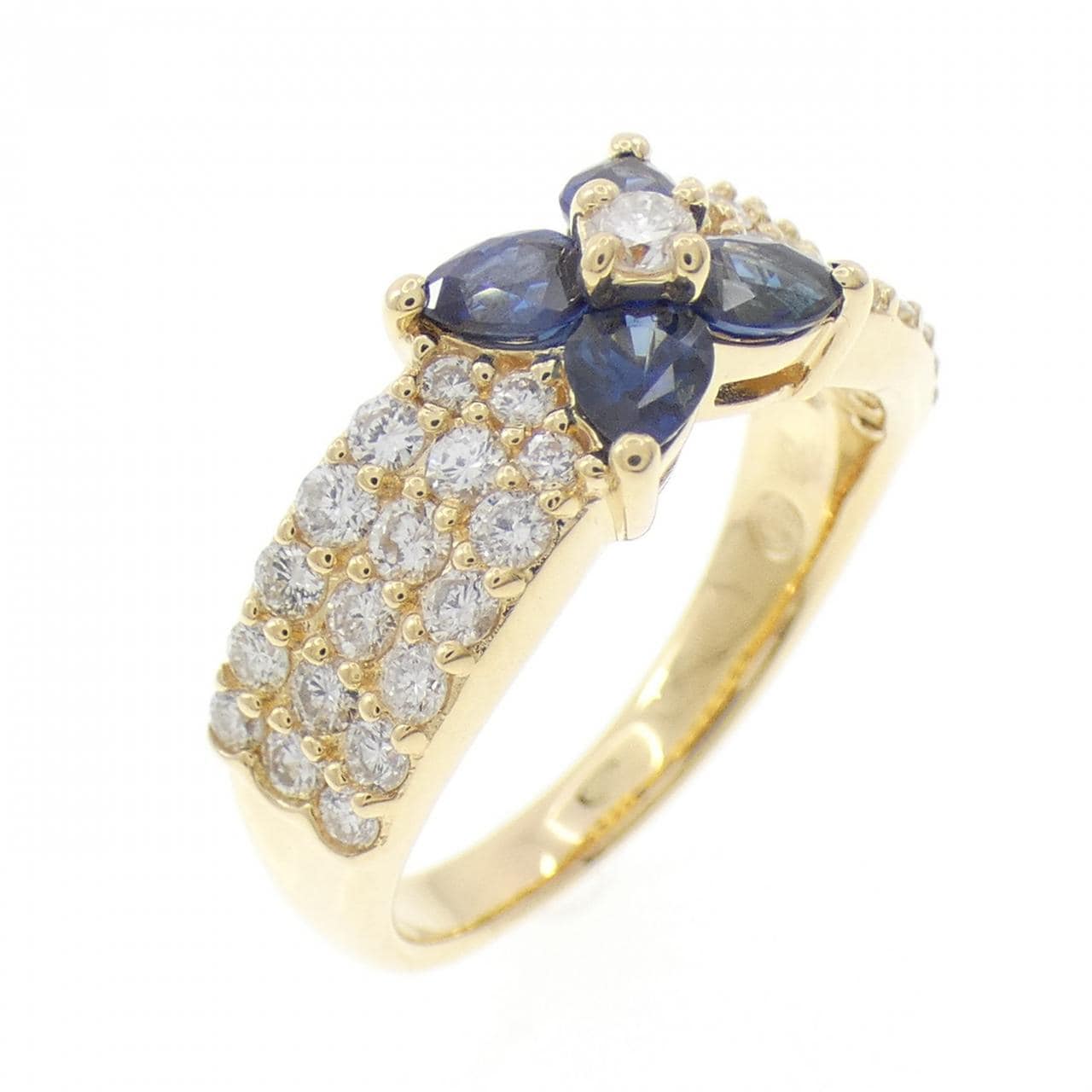 K18YG フラワー サファイヤ リング 0.83CT