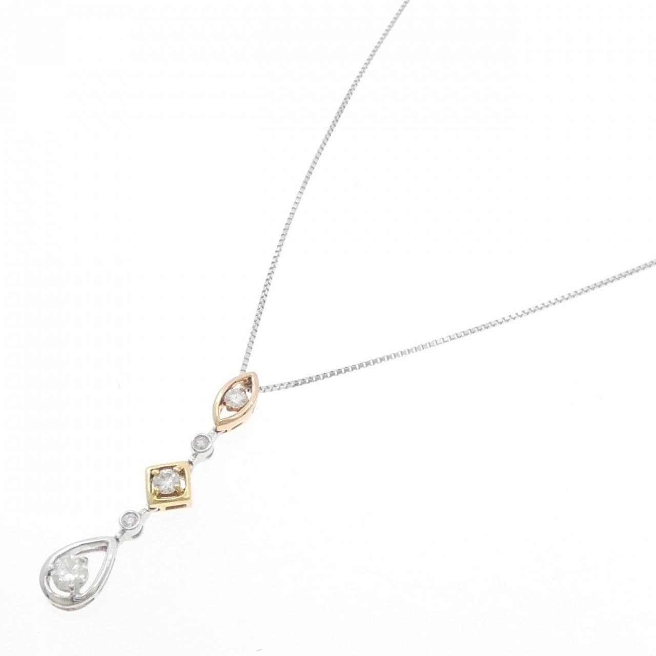 K18スリーカラー ダイヤモンド ネックレス 0.47CT