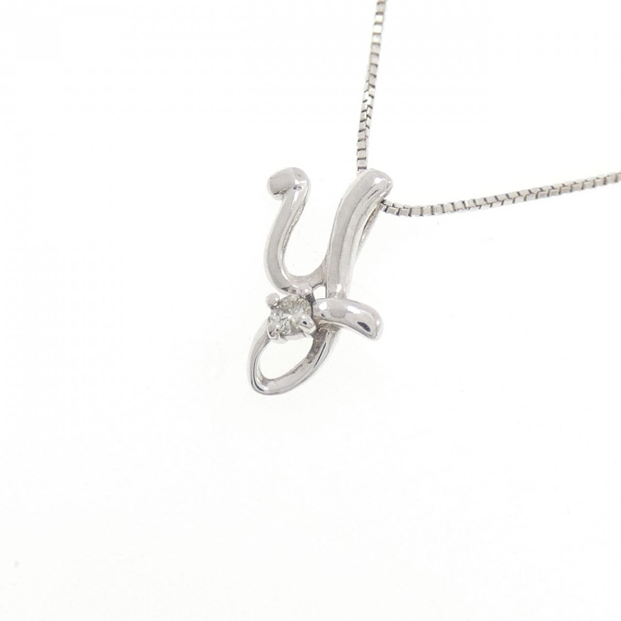 K10WG イニシャルY ダイヤモンド ネックレス 0.025CT