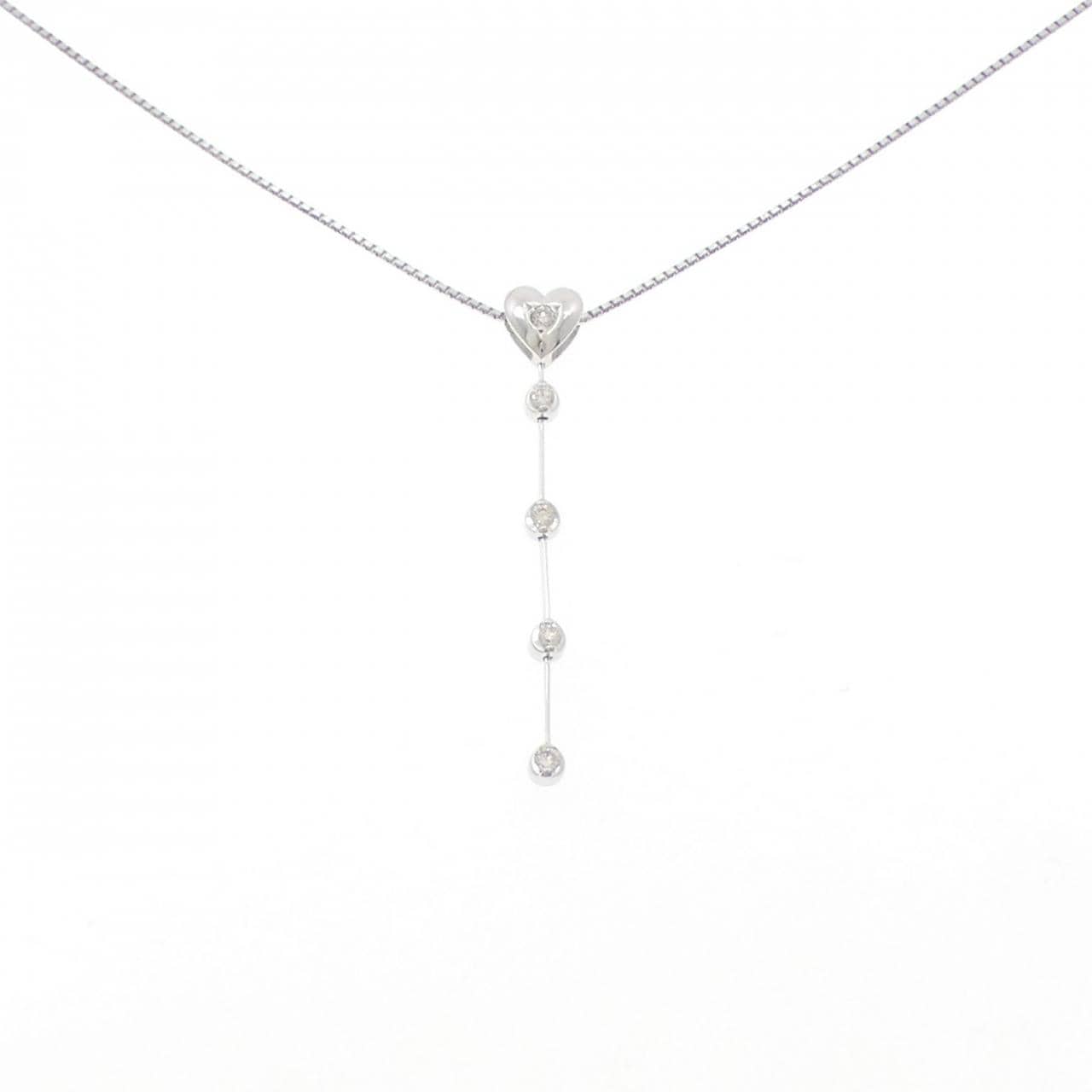 K18WG ハート ダイヤモンド ネックレス