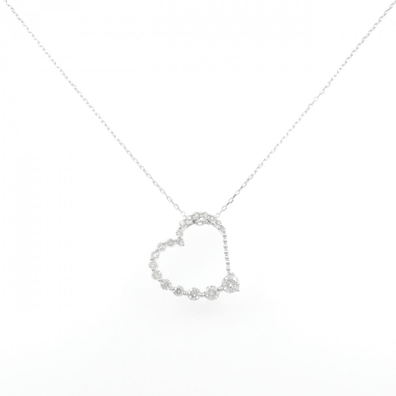 K18WG ハート ダイヤモンド ネックレス 1.000CT