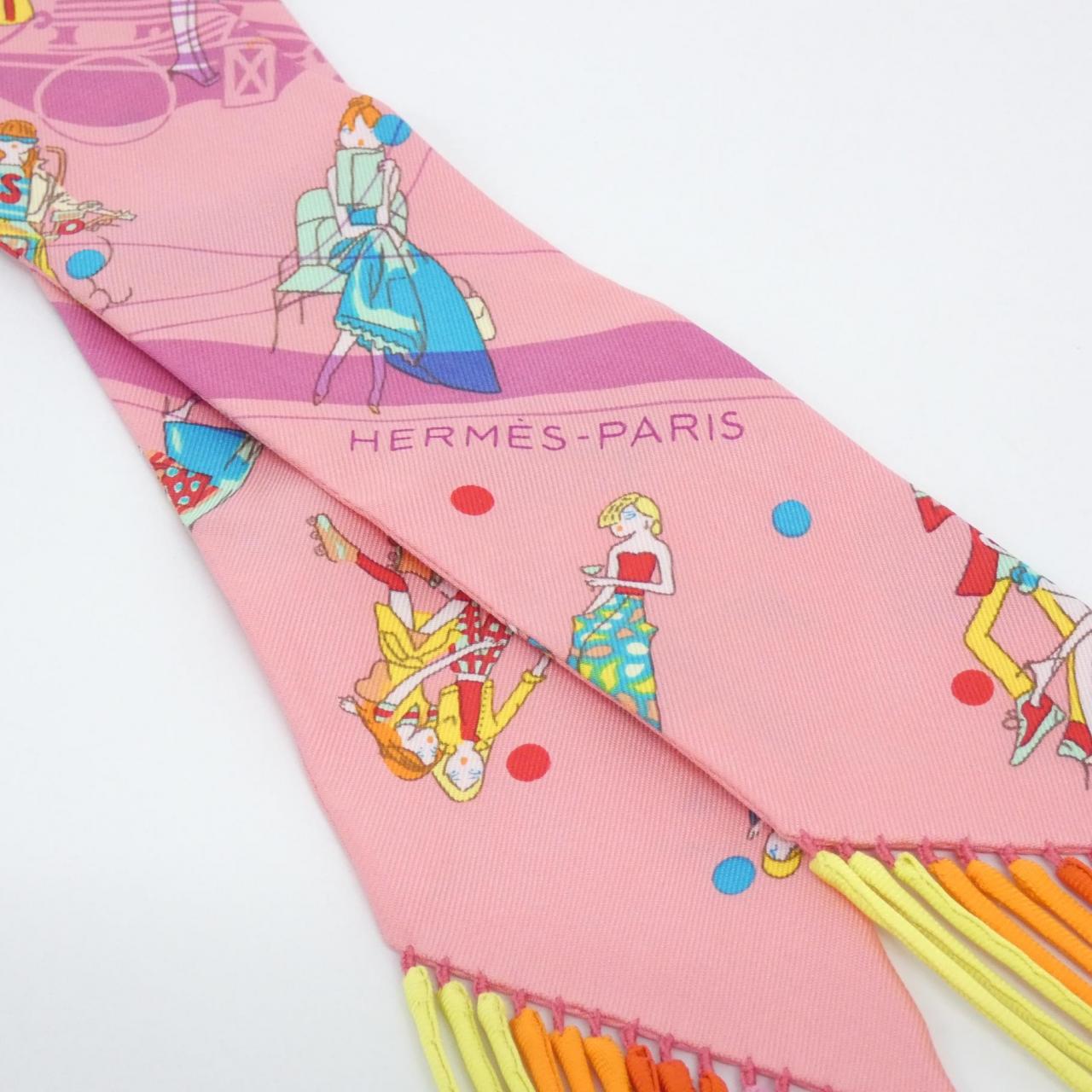 エルメス EX-LIBRIS LES PARISIENNE ツイリー フリンジ スカーフ