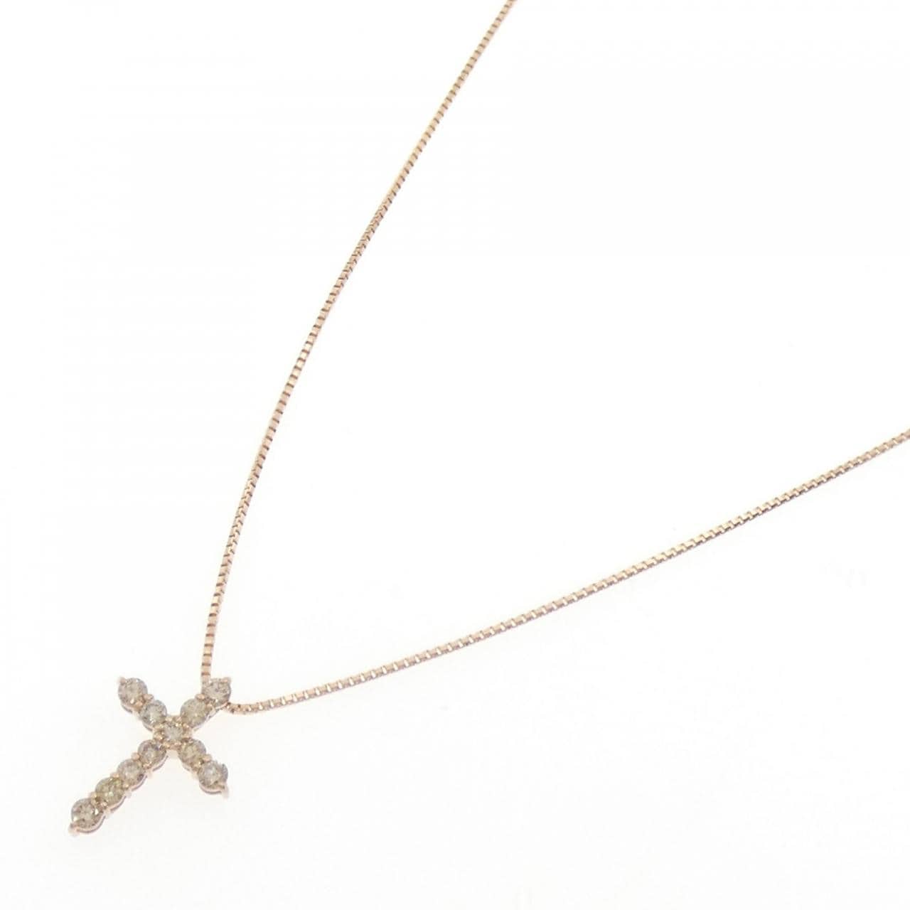 K18PG クロス ダイヤモンド ネックレス 0.30CT