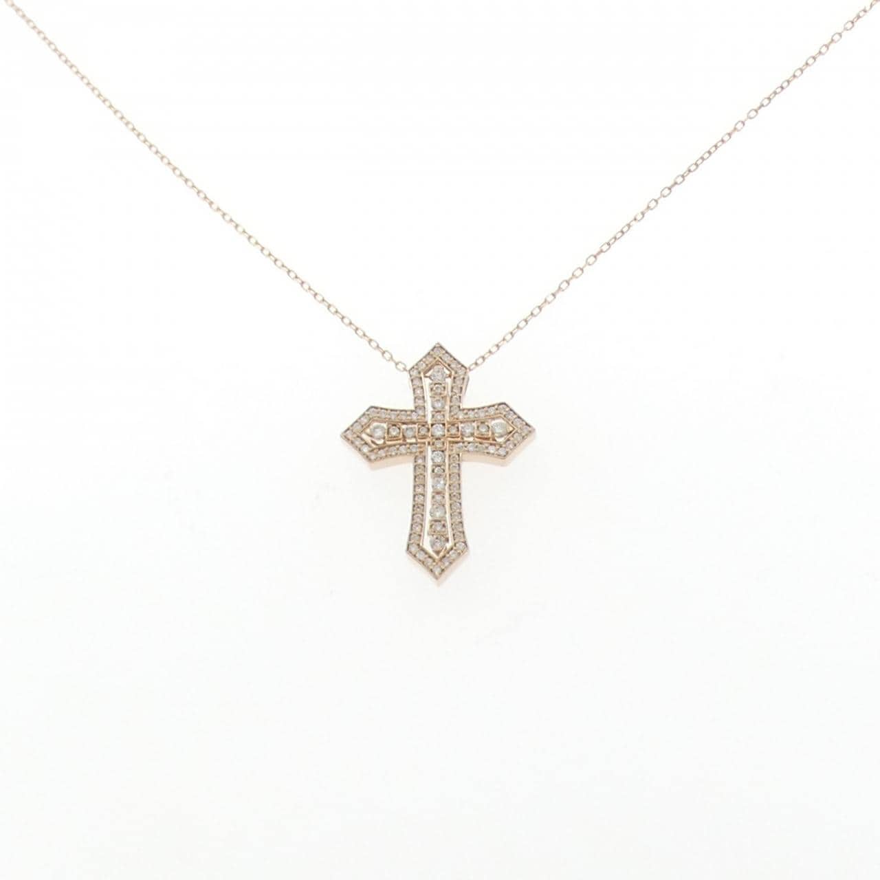 K18PG 2WAY クロス ダイヤモンド ネックレス 0.28CT
