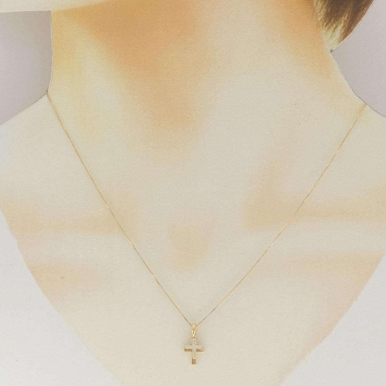 K18YG  クロス ダイヤモンド ネックレス
