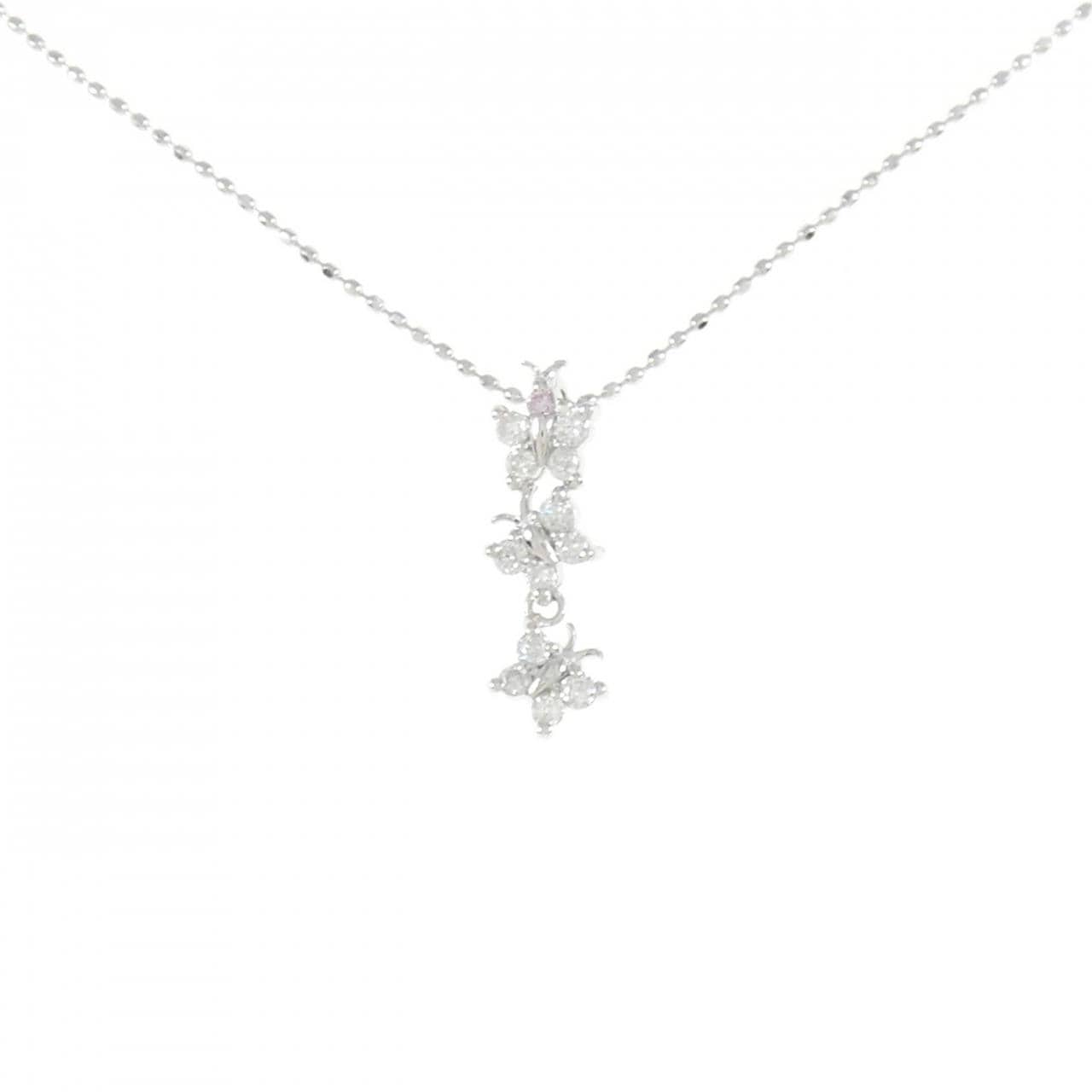 K18WG butterfly Diamond necklace 0.20CT